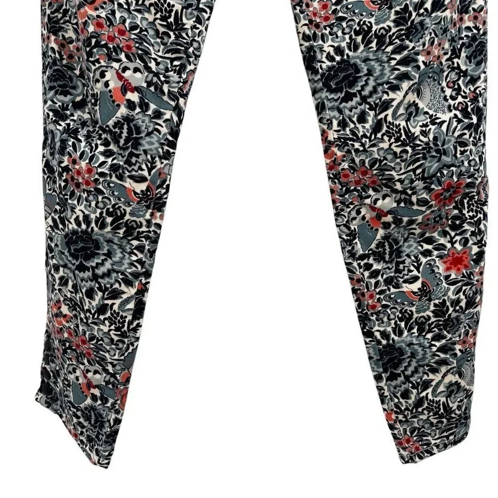 Tory Burch Emmy Ankle Floral Butterfly Print Jeans Blue/Black/Pink Size‎ 29